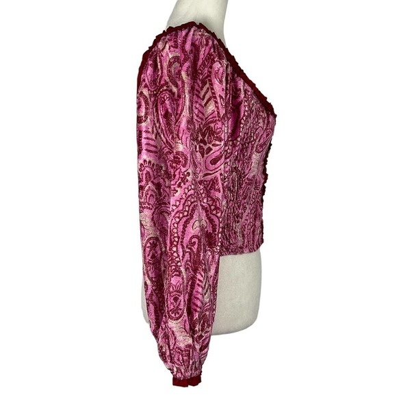 Free PEOPLE, DARE‎ ME VELVET, BLOUSE WOMENS NEW WITH TAGS, PINK, - Picture 7 of 16